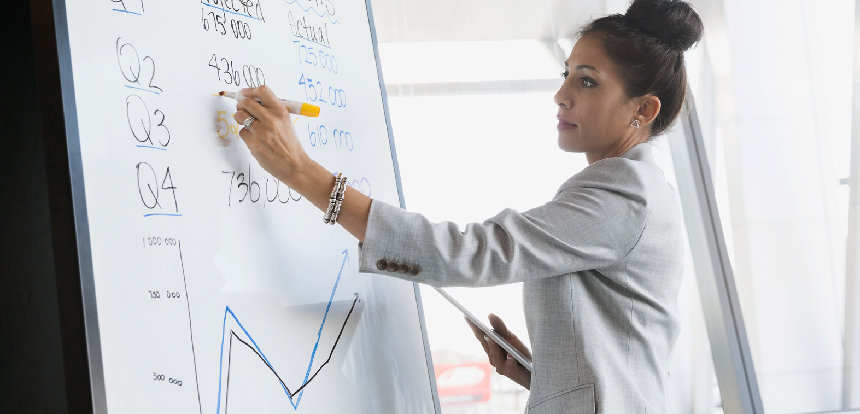 Woman doing calculations