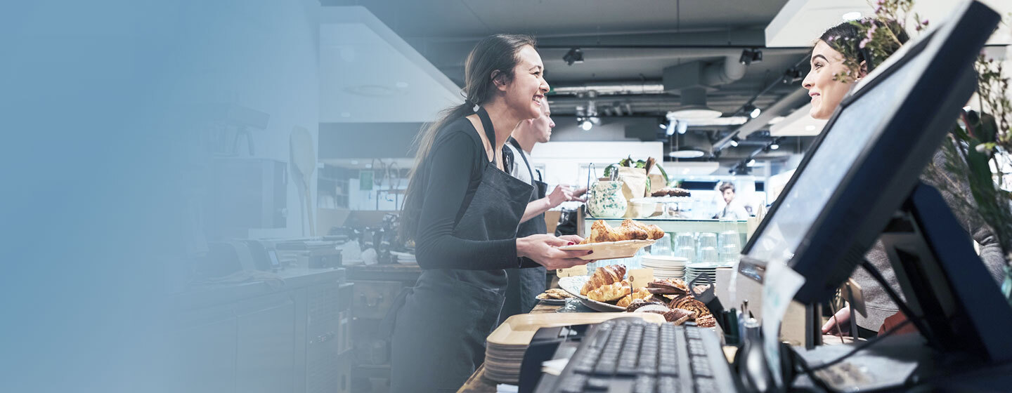 Woman selling croissant